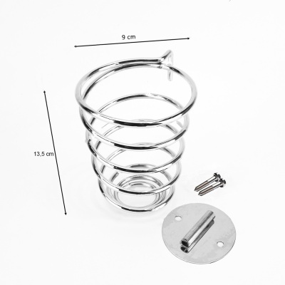 Suporte de cabelo metálico prateado com base e parafusos