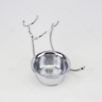 Tigela de aço inoxidável com suporte metálico cromado