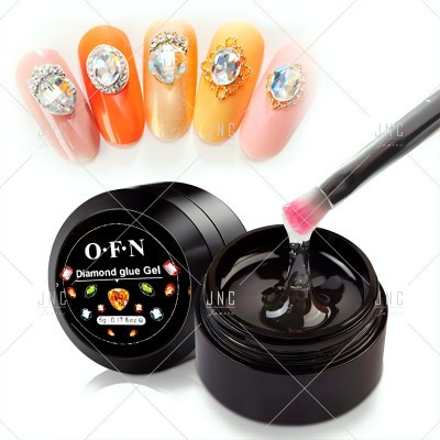Gel cola O•F•N para unhas com pedras decorativas e pincel aplicador