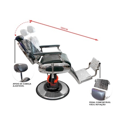 Cadeira de Barbeiro Classic - Prata | Ref.864115