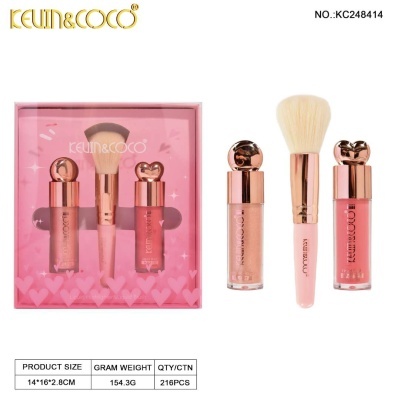 Kevin & Coco - Kit de Blush, Iluminador e Pincel - Pack 6 Unidades | Ref.KC248414