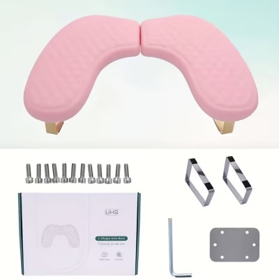 apoio de braço em U cor-de-rosa com parafusos e acessórios