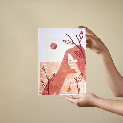 "Cheia de Mar #1" Linogravura