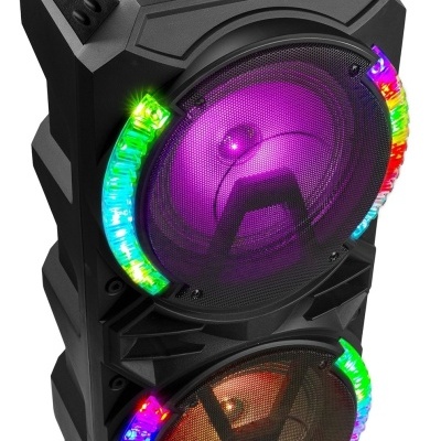Coluna Amplificada Karaoke 2x 8" 900W USB/SD/BLUETOOTH c/ Efeitos LED RGB - FENTON