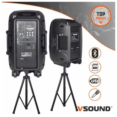 sistema amplificado VSOUND com Coluna Ativa + Passiva 2x15 1000W