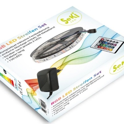 Fita LED RGB (RGB 150LEDs, Controlador, Fonte de Alimentação) 5m