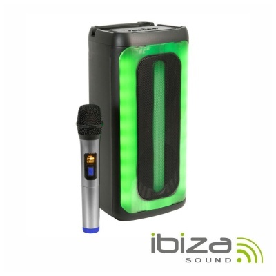 Coluna Amplificada 2x4" 200W USB/BT/SD RGB TWS IBIZA