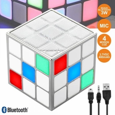 INOVALLEY Coluna Bluetooth Cubo Mágico 3W Leds Rgb Bt/sd/aux/bat - HPCUBE