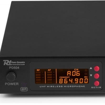 Central 4x Microfones Cabeça/Lapela UHF 50 Canais s/ Fios  - Power Dynamics