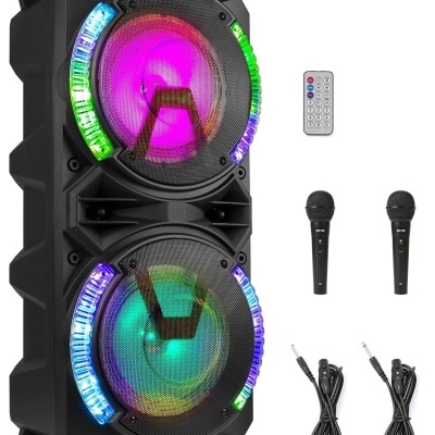 Coluna Amplificada Karaoke 2x 8" 900W USB/SD/BLUETOOTH c/ Efeitos LED RGB - FENTON
