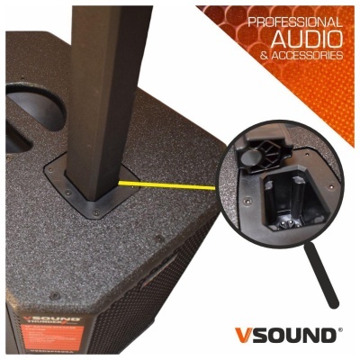 Som Amplificado Pro Bass-Reflex 12" + Top Line-Array 8 altifalantes x 3.5" 1600W DSP VSOUND THUNDER