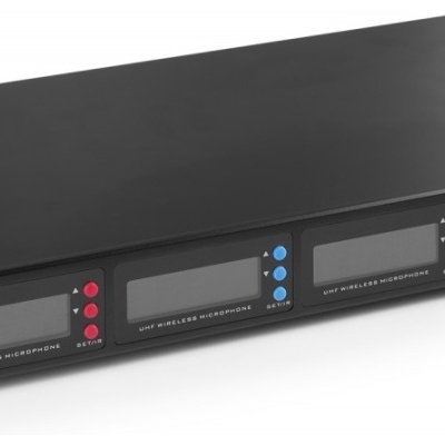 Central 4x Microfones Mão UHF 50 Canais s/ Fios - Power Dynamics