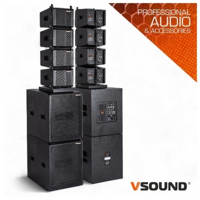 Sistema LINE-ARRAY Ativo 4 Colunas 6" 2xSUB 13" 4000W VS STAGE