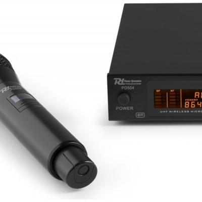 Central 4x Microfones Mão UHF 50 Canais s/ Fios - Power Dynamics