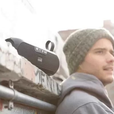 Coluna Portátil Bluetooth Cool Glasgow Black 10W com Painel Solar Colunas Música