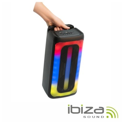 Coluna Amplificada 2x4" 200W USB/BT/SD RGB TWS IBIZA