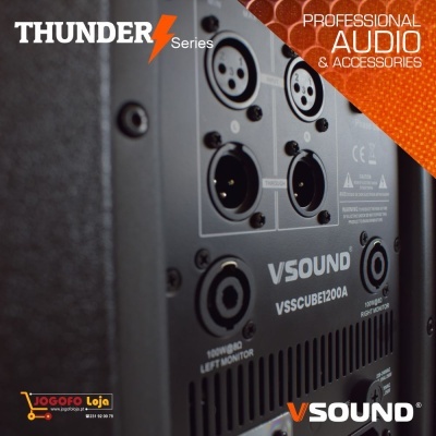 Sistema de Som 2.1 Bi-Amplificado 12" USB/SD/BT 1200W VSOUND THUNDER