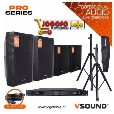 Sistema de Som Amplificado Pro Series 1800W VSOUND PRO