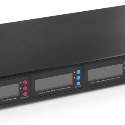 Central 4x Microfones Cabeça/Lapela UHF 50 Canais s/ Fios  - Power Dynamics