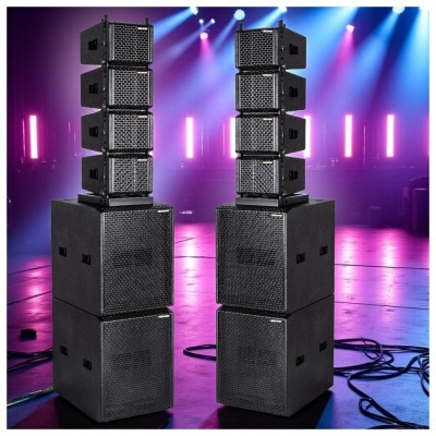 Sistema LINE-ARRAY Ativo 4 Colunas 6" 2xSUB 13" 4000W VS STAGE