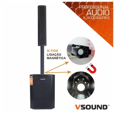 Sistema de Som Amplificado Pro 1.1 10" 800W DSP VSOUND Thunder PRO