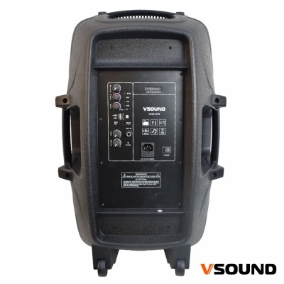 COLUNA AMPLIFICADA 800W 15" USB/BT/SD/FM/BAT MIC S/ FIOS VSOUND PRO