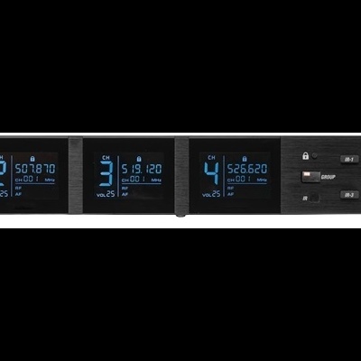 Central 4x Microfones Cabeça/Lapela UHF 100 Canais s/ Fios (PD524C) - Power Dynamics