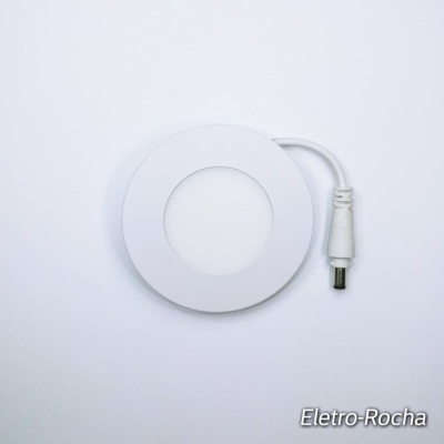 Placa LED Circular 3W Corte Ø 72 mm Branco Quente 3000k