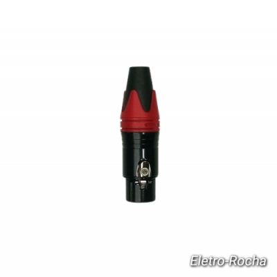 Fichas XLR Fêmea 3 pinos Vermelho