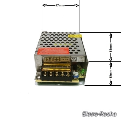 Fonte Alimentação Comutada 12VDC 35W 3A - CLOSED FRAME