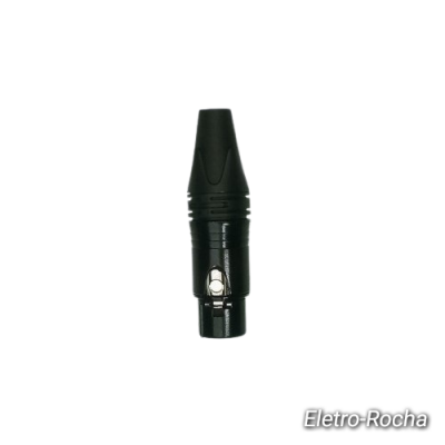 Fichas XLR Fêmea 3 pinos preto