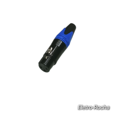 Fichas XLR Fêmea 3 pinos Azul