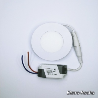 Placa LED Circular 3W Corte Ø 72 mm Branco Quente 3000k