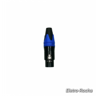 Fichas XLR Fêmea 3 pinos Azul