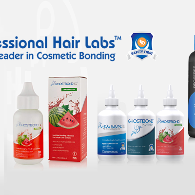 Produtos para cuidados capilares e colas para perucas e sistemas de cabelo