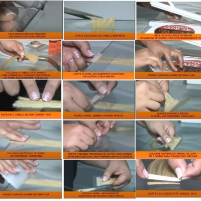 Passo a passo da aplicação de extensões de cabelo com cola em fita