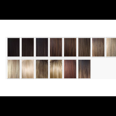 amostras de perucas ou extensões de cabelo em várias cores