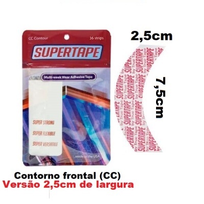 True-Tape - Supertape, fitas pré-cortadas para sistemas capilares em lace ou Micro-pele - contorno (CC) - 2,5cm - 36 unids.