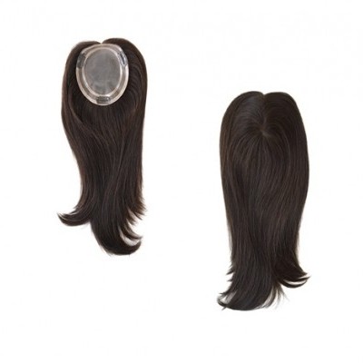 Postiço em cabelo humano, liso, preto natural, Modelo JCTP04-04