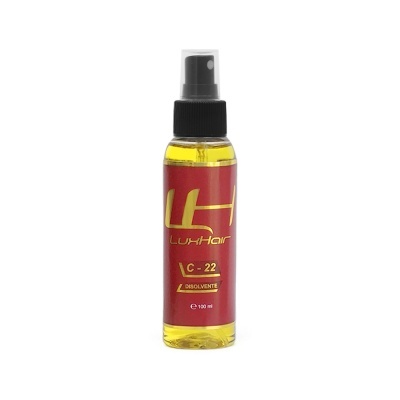 Lux Hair C-22 Solvente 100 ml, para remoção de resíduos na pele e sistema capilar (todos os tipos de colas).