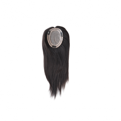 Postiço em cabelo humano, liso, preto natural, Modelo JCTP04-NC