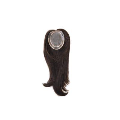 Extensão de cabelo castanho escuro com base transparente