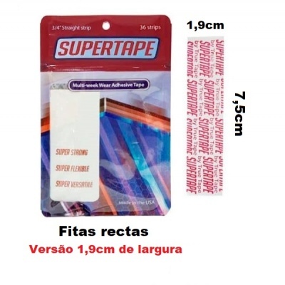 True-Tape - Supertape, fitas pré-cortadas para sistemas capilares em lace ou Micro-pele - (rectas) 1,9cm - 36 unids.