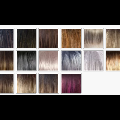 Amostras de cores de cabelo em quadrados variados