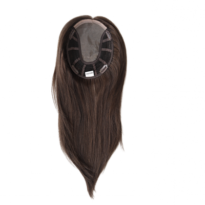 Postiço em cabelo humano, liso, Modelo JCTP18-Café.