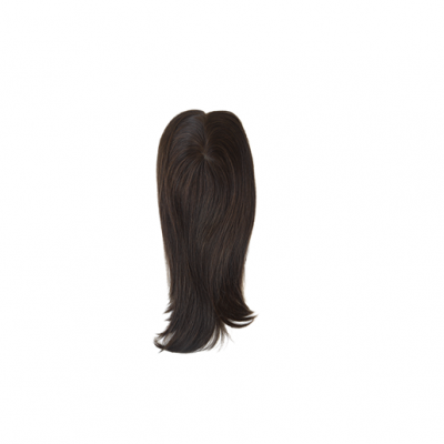 Peruca castanho escuro liso com corte médio