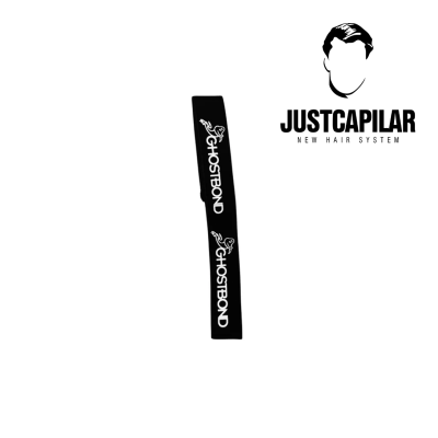 Faixa elástica preta com texto branco GHOSTBOND