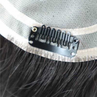 Postiço em cabelo humano, liso, preto natural, Modelo JCTP04-NC