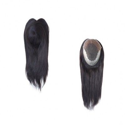 Prótese capilar feminina, cor castanho, Q6 + Kit composto