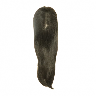 Postiço em cabelo humano, liso, preto natural, Modelo JCTP-18NC